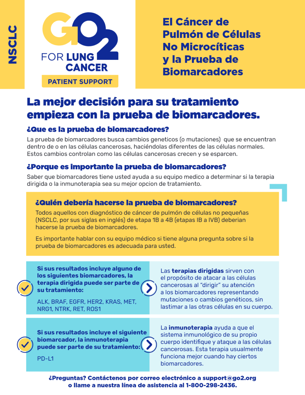 GO2 El Cáncer de Pulmón de Células No Microcíticas y la Prueba de Biomarcadores
